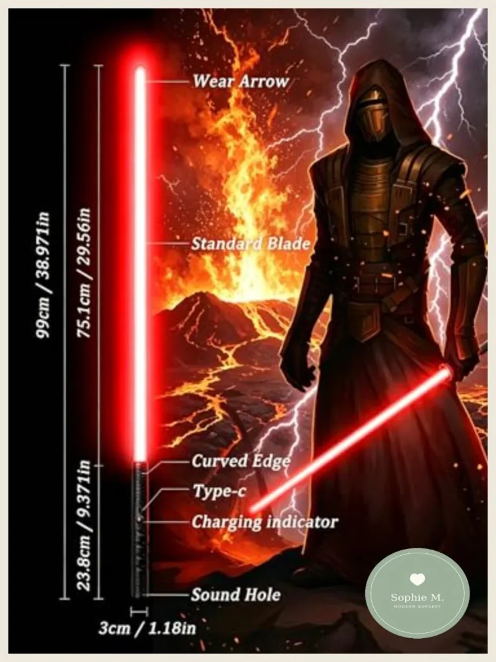 Metal Hilt Lightsaber Toy with 20 RGB Colors, 4 Sound Fonts, USB C Rechargeable